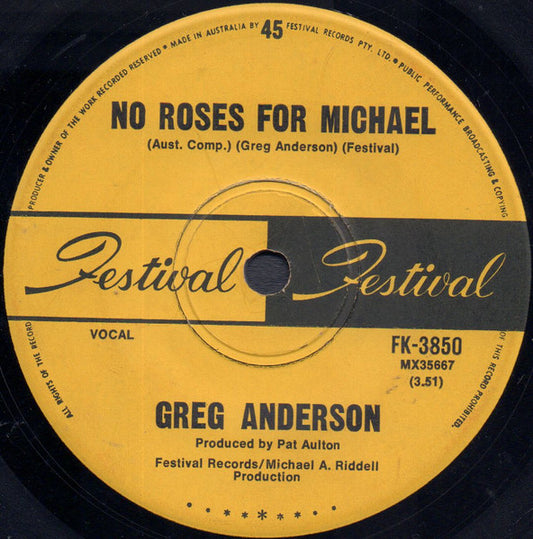 Greg Anderson (15) : No Roses For Michael (7", Single)