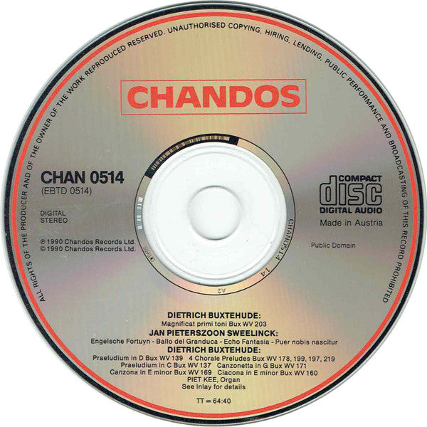 Buxtehude*, Sweelinck*, Piet Kee : Piet Kee Plays Buxtehude & Sweelinck On The Newly Restored Organ Of St Laurens, Alkmaar (CD)
