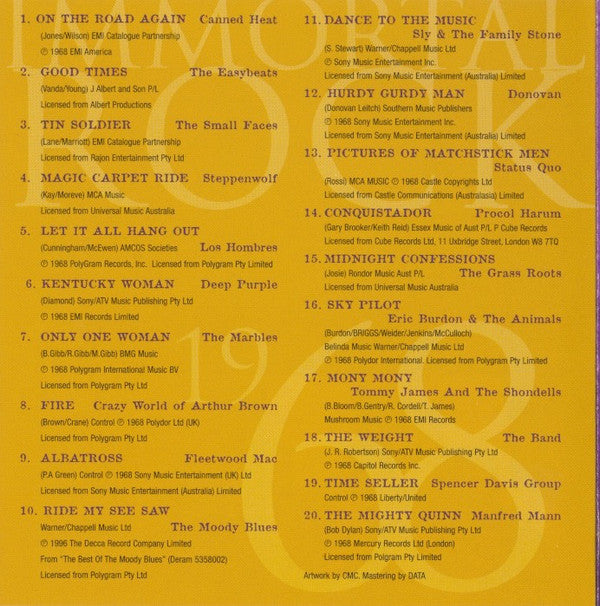 Various : Immortal Rock 1968 (CD, Comp)