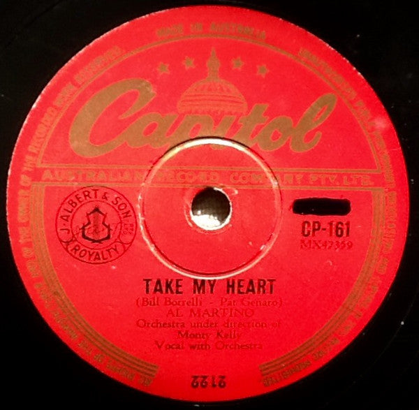 Al Martino : Take My Heart /I Never Cared (Shellac, 10")
