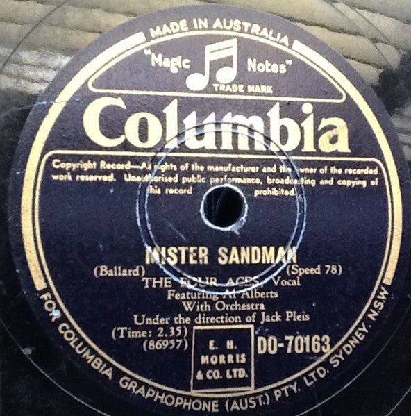 The Four Aces Featuring Al Alberts : Mister Sandman / In Apple Blossom Time  (Shellac, 10")