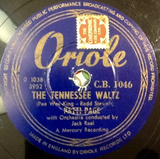 Patti Page : The Tennessee Waltz / Long Long Ago (Shellac, 10")