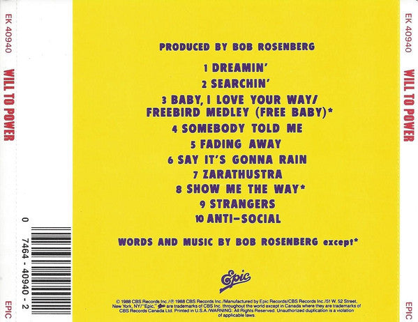 Will To Power : Will To Power (CD, Album)