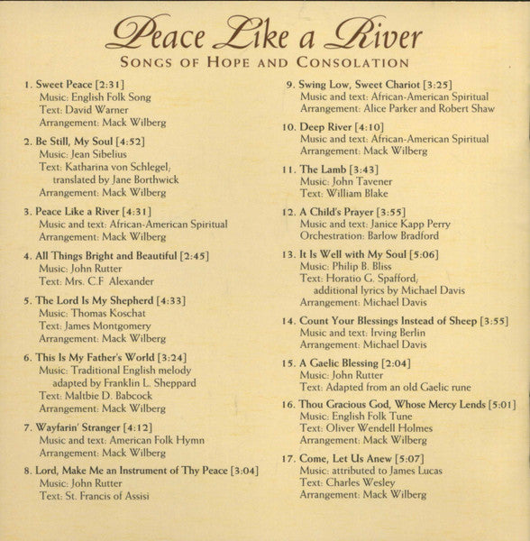Mormon Tabernacle Choir : Peace Like A River (CD, Album)