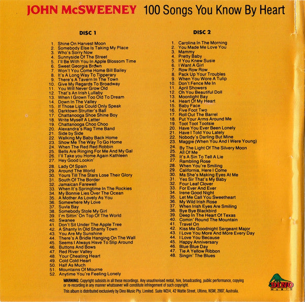 John McSweeney : 100 Songs You Know By Heart (2xCD, Album)