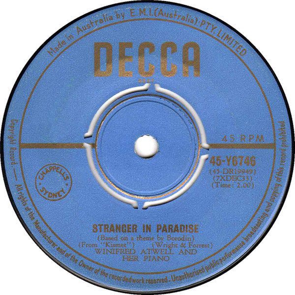 Winifred Atwell And Her Piano* : 17th Century Boogie / Stranger In Paradise (7")