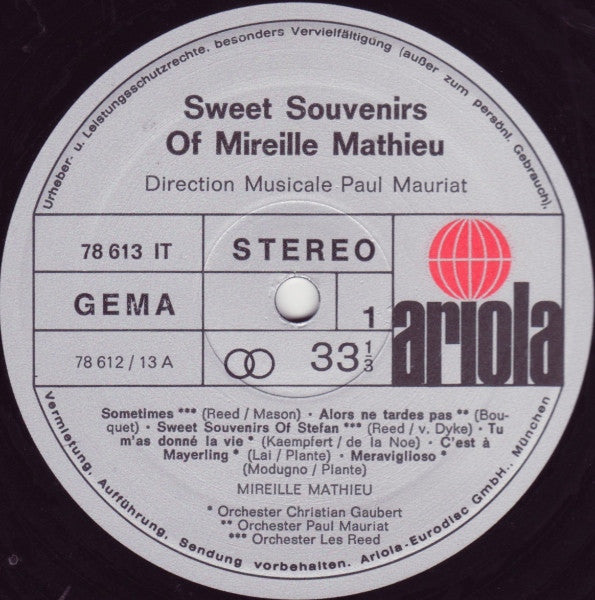 Mireille Mathieu : Sweet Souvenirs Of Mireille Mathieu (LP, Album, RP)
