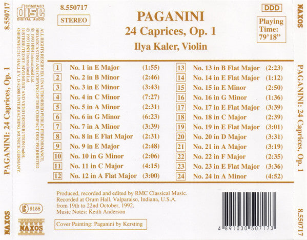 Paganini* : 24 Caprices, Op. 1 (CD, Album)