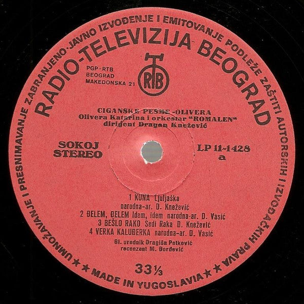 Olivera* : Ciganske Pesme (LP, Album)