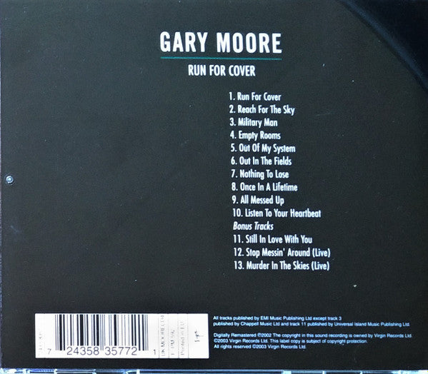 Gary Moore : Run For Cover (CD, Album, RE, RM, ims)