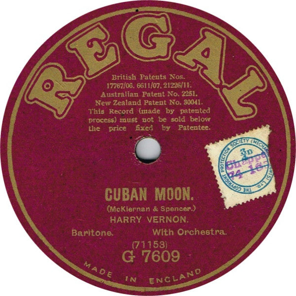 Harry Vernon (2) : Cuban Moon / Whispering (Shellac, 10")