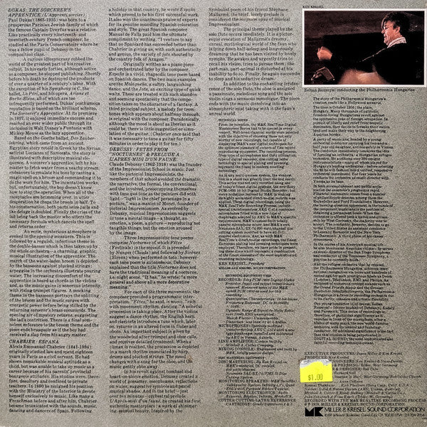 Paul Dukas / Emmanuel Chabrier / Claude Debussy / Zoltan Rozsnyai, Philharmonia Hungarica : The Sorcerer's Apprentice = L' Apprenti Sorcier / España / "Fétes" From "Nocturnes" /  Prelude To The Afternoon Of A Faun = Prélude À L'après-midi D'un Faune  (LP, Album, Ltd)