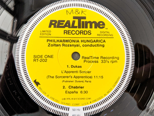 Paul Dukas / Emmanuel Chabrier / Claude Debussy / Zoltan Rozsnyai, Philharmonia Hungarica : The Sorcerer's Apprentice = L' Apprenti Sorcier / España / "Fétes" From "Nocturnes" /  Prelude To The Afternoon Of A Faun = Prélude À L'après-midi D'un Faune  (LP, Album, Ltd)