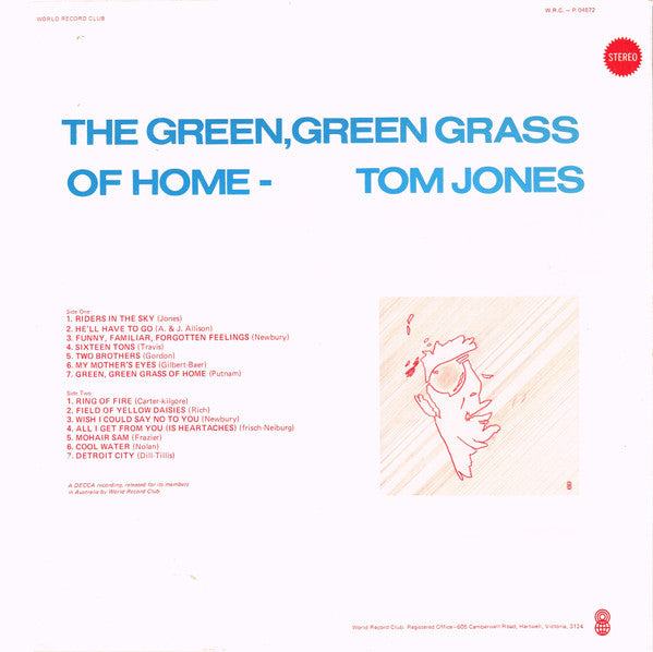 Tom Jones : The Green, Green Grass Of Home (LP, Album, Club)