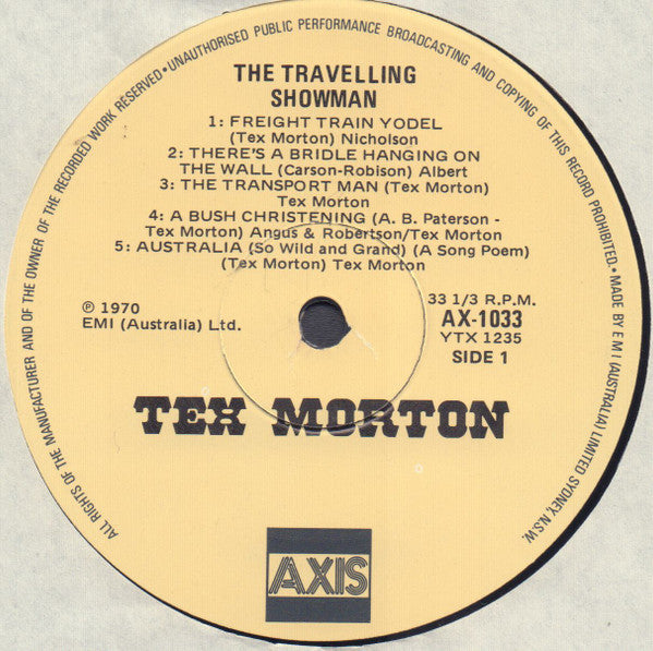 Tex Morton (2) : The Travelling Showman (LP, Album, RE)