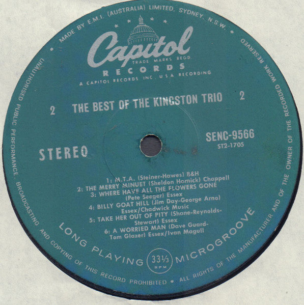 Kingston Trio : The Best Of The Kingston Trio (LP, Comp, RE)