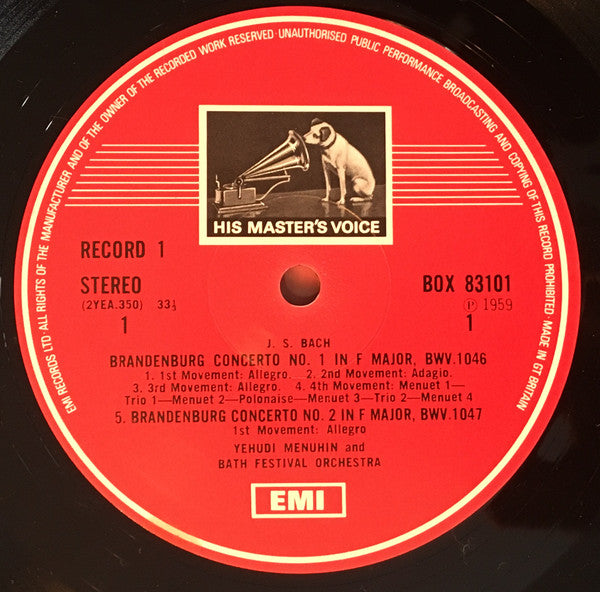 Johann Sebastian Bach - Yehudi Menuhin, Bath Festival Orchestra : The Six Brandenburg Concertos / The Four Suites / "The Musical Offering" (5xLP + Box, Comp, RP)
