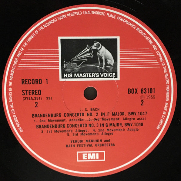 Johann Sebastian Bach - Yehudi Menuhin, Bath Festival Orchestra : The Six Brandenburg Concertos / The Four Suites / "The Musical Offering" (5xLP + Box, Comp, RP)