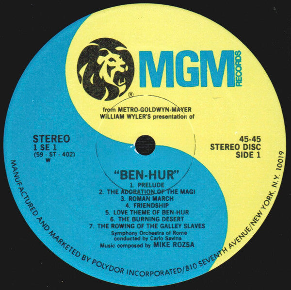 Miklós Rózsa : Ben-Hur (LP, Album, RE, PRC)