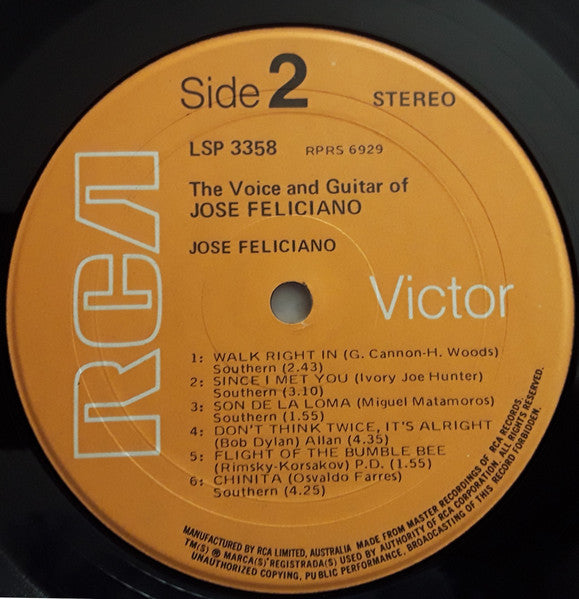 José Feliciano : The Voice and Guitar of José Feliciano (LP)