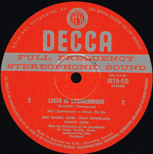 Joan Sutherland, Renato Cioni, Robert Merrill, Cesare Siepi, John Pritchard : Lucia Di Lammermoor (3xLP + Box)