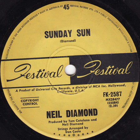 Neil Diamond : Sunday Sun / Honey-Drippin' Times (7", Single)