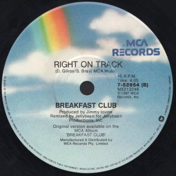 Breakfast Club : Right On Track (7", Single)