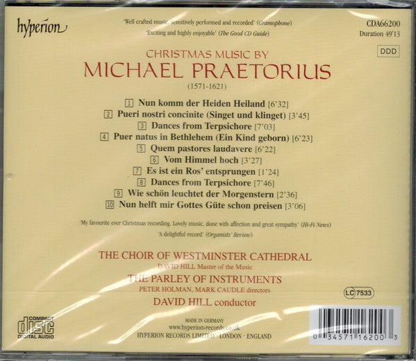 Michael Praetorius - Westminster Cathedral Choir, The Parley Of Instruments, David Hill : Christmas Music (CD, Album, RE)