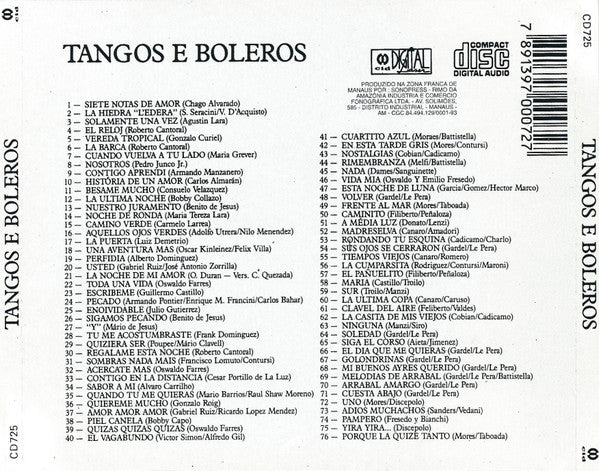 Unknown Artist : Tangos E Boleros (CD)
