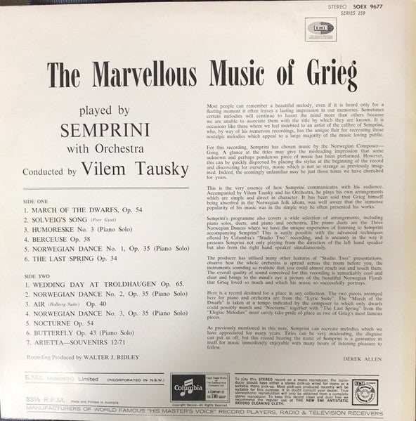 Semprini* : Semprini Plays The Marvellous Music Of Grieg (LP, Album)