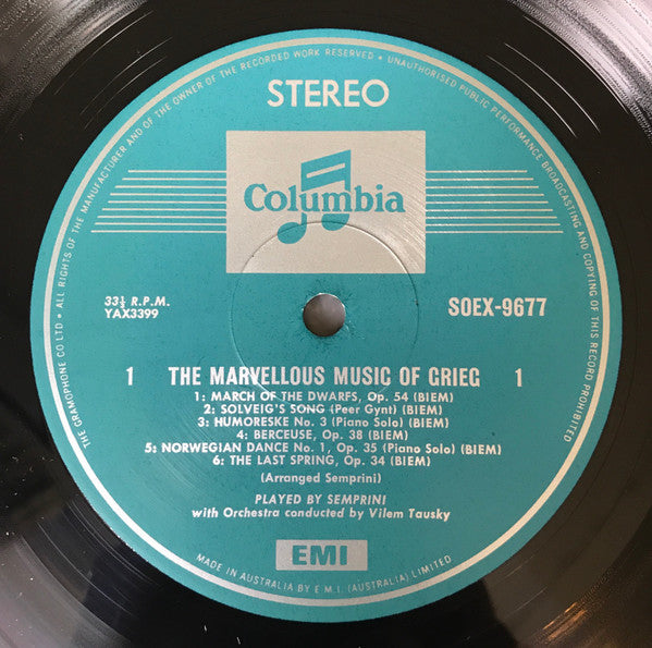 Semprini* : Semprini Plays The Marvellous Music Of Grieg (LP, Album)
