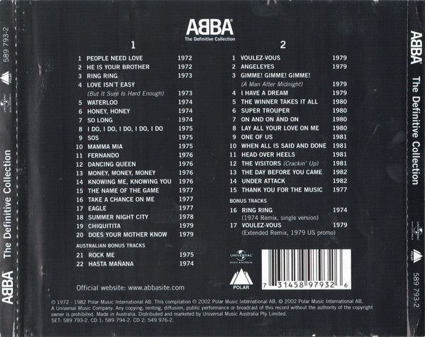 ABBA : The Definitive Collection (2xCD, Comp, RM)