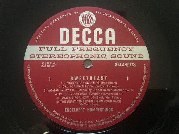 Engelbert Humperdinck : Sweetheart (LP, Album)