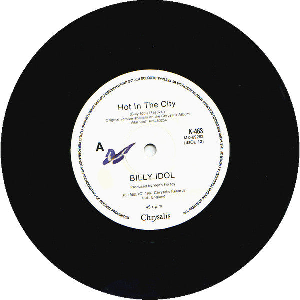 Billy Idol : Hot In The City (7", Single, Ltd, RE)