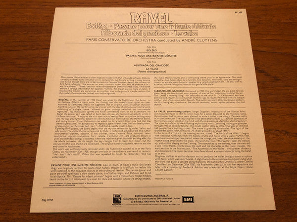 Maurice Ravel, Orchestre De La Société Des Concerts Du Conservatoire - André Cluytens : Ravel (LP)