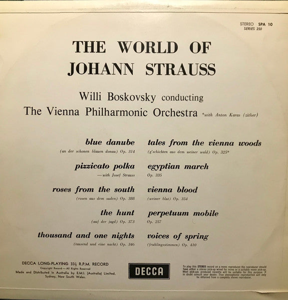 Johann Strauss* - Vienna Philharmonic* : The World Of Johann Strauss (LP, Comp)