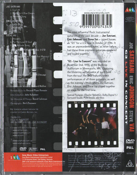 Joe Satriani / Eric Johnson (2) / Steve Vai / G3 (6) : G3 Live In Concert (DVD-V, Multichannel)