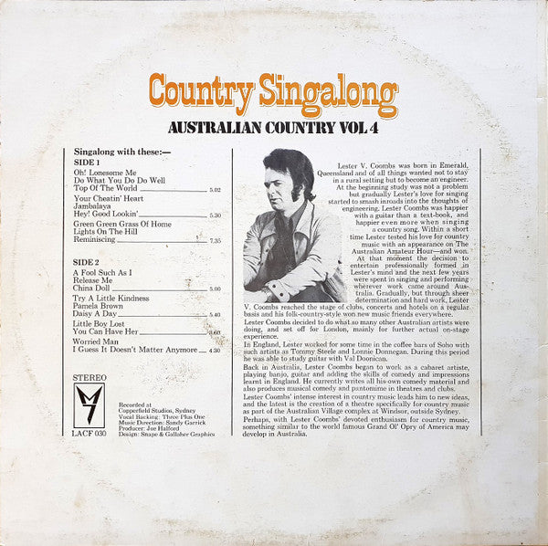 Lester V. Coombs : Country Singalong (Australian Country Vol 4) (LP)