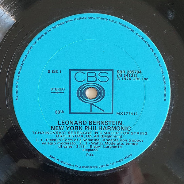 Tchaikovsky* - Leonard Bernstein, New York Philharmonic : Serenade For Strings / "Hamlet" Fantasy Overture (LP, Album)