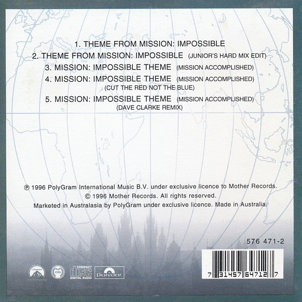 Adam Clayton & Larry Mullen : Theme From Mission: Impossible (CD, Single, Car)