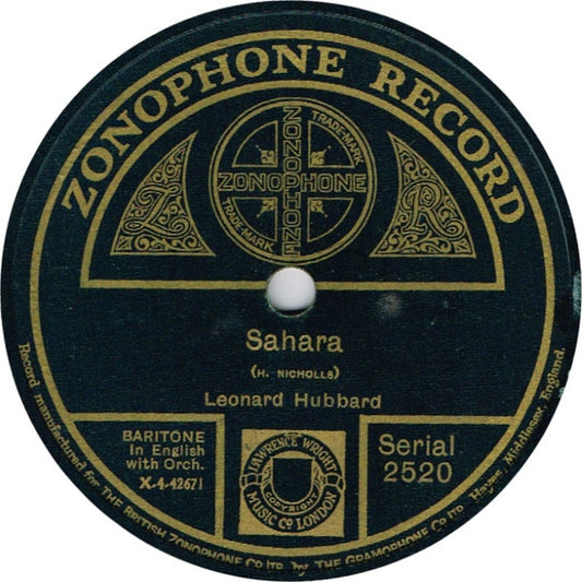 Leonard Hubbard (2) : Sahara / Rememb'ring Eyes (Shellac, 10")