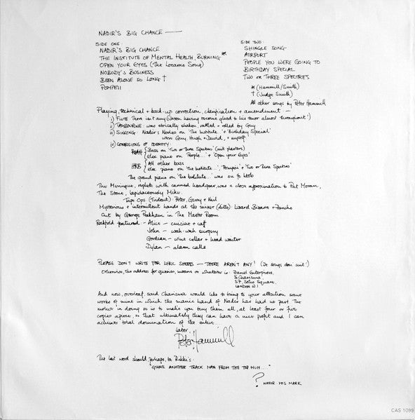 Peter Hammill : Nadir's Big Chance (LP, Album)