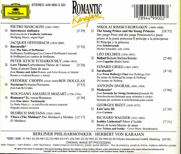 Berliner Philharmoniker, Herbert von Karajan : Romantic Karajan (CD, Comp)