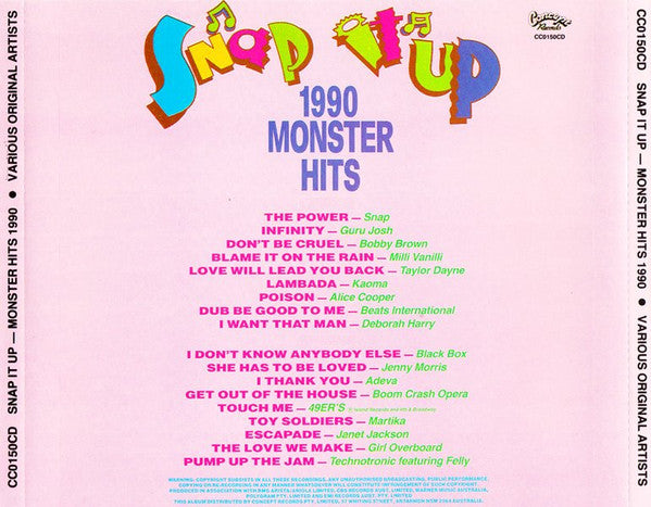 Various : Snap It Up - 1990 Monster Hits (CD, Comp)