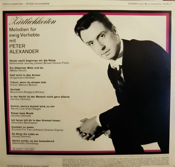 Peter Alexander : Zärtlichkeiten - Melodien Für Ewig Verliebte (LP, Album, RP)