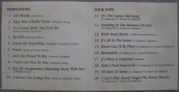 The Temptations, Four Tops : 20 Greatest Hits (CD, Comp)