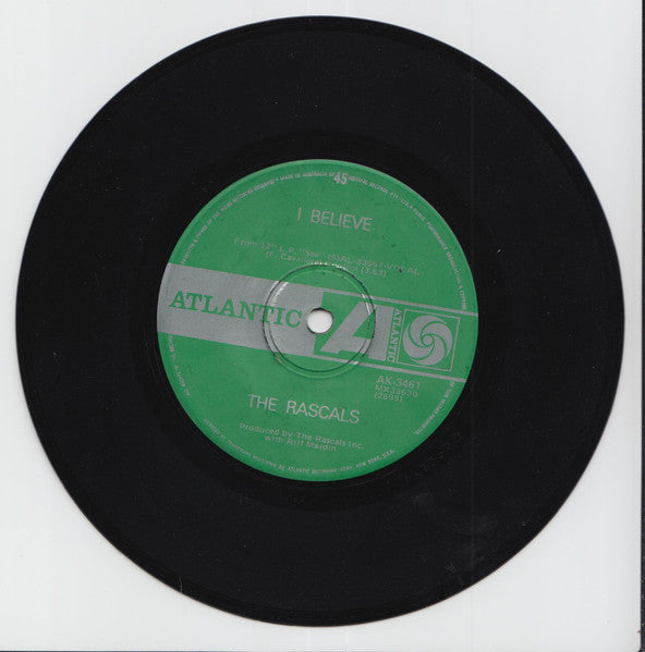The Rascals : Hold On / I Believe (7", Single)