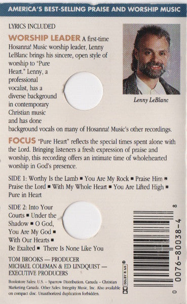 Lenny LeBlanc : Pure Heart (Cass, Album)
