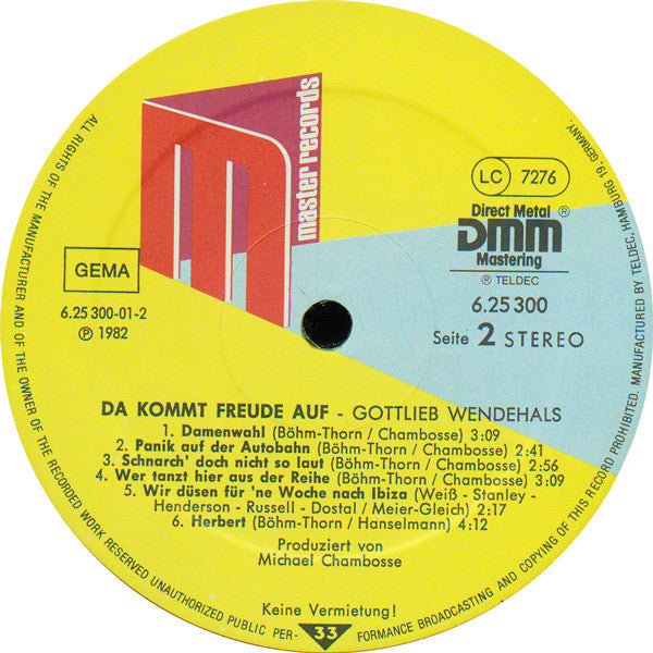 Gottlieb Wendehals : Da Kommt Freude Auf (LP, Album)