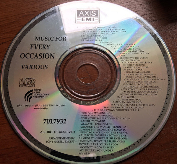 Unknown Artist : Music For Every Occasion (CD, Comp)